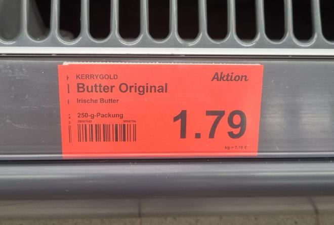 Rabatt bei Aldi 1,79€ für Kerrygold Butter