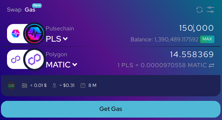 Gas fees über PortalX beziehen