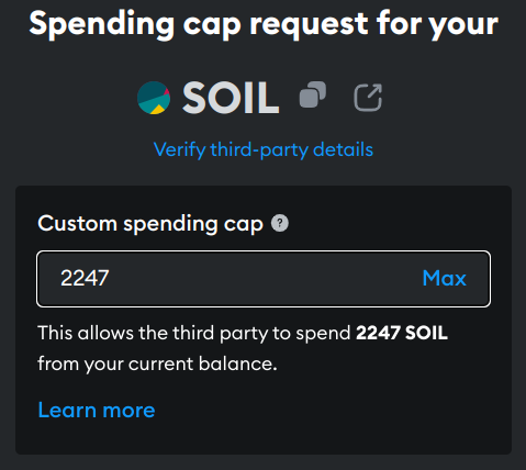 Confirm spending cap request