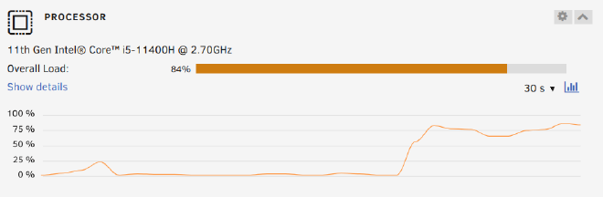 CPU usage jumps to 80%