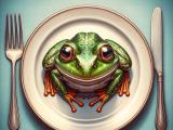 Ein Frosch auf einem Teller