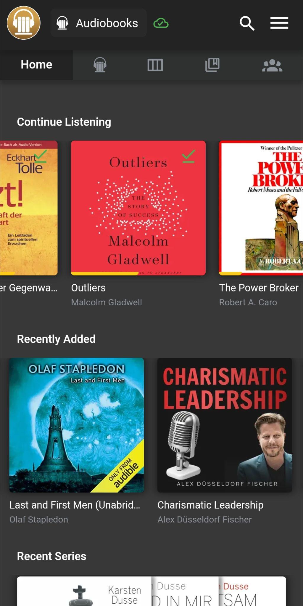 Screenshot of Audiobookshelf