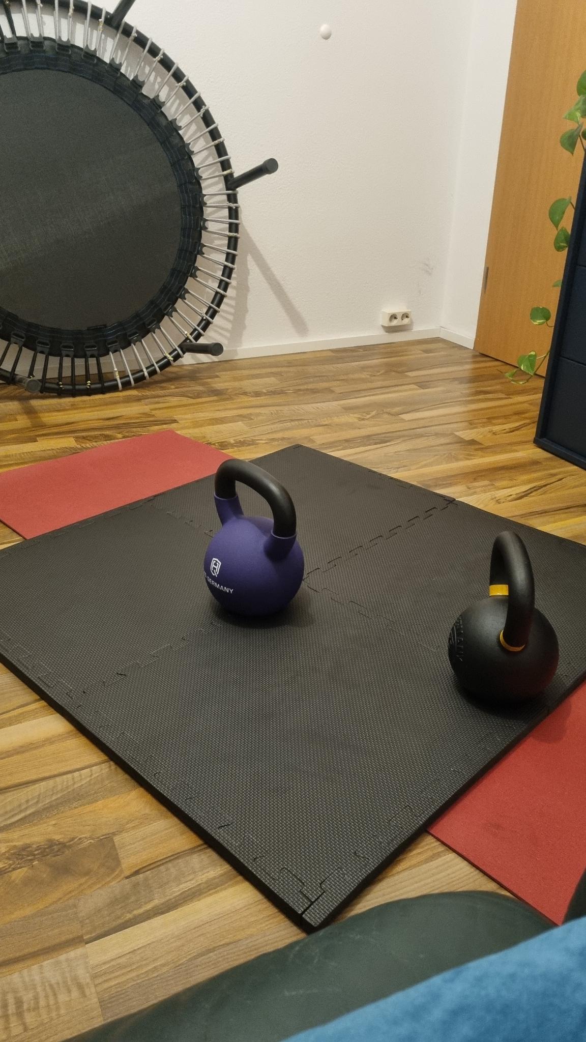 Kettlebells on a mat